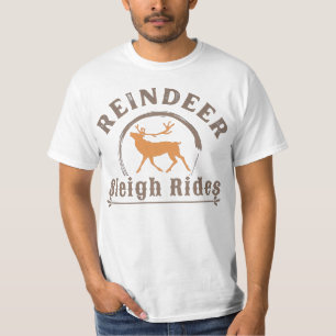 T-shirt Vintage Christmas Reindeer Sleigh Rides