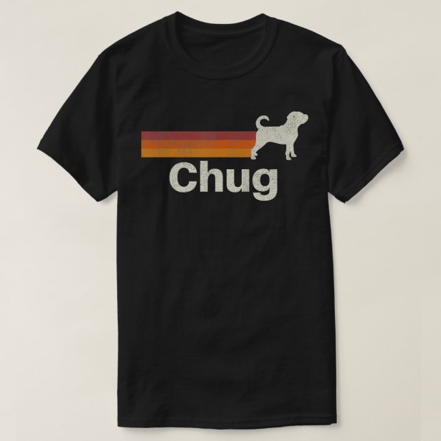 T-shirt Vintage Chug Retro Maman Papa Chien (Design devant)