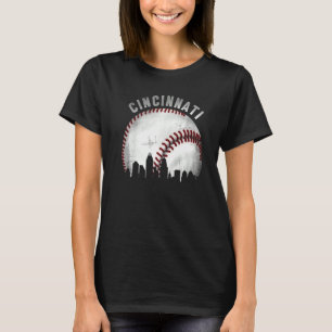 T-shirt Vintage Cincinnati Skyline City Baseball