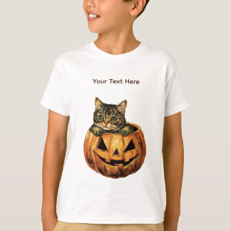 T-shirt Vintage Citrouille d'Halloween Kitty