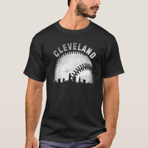 T-shirt Vintage Cleveland Skyline City Baseball
