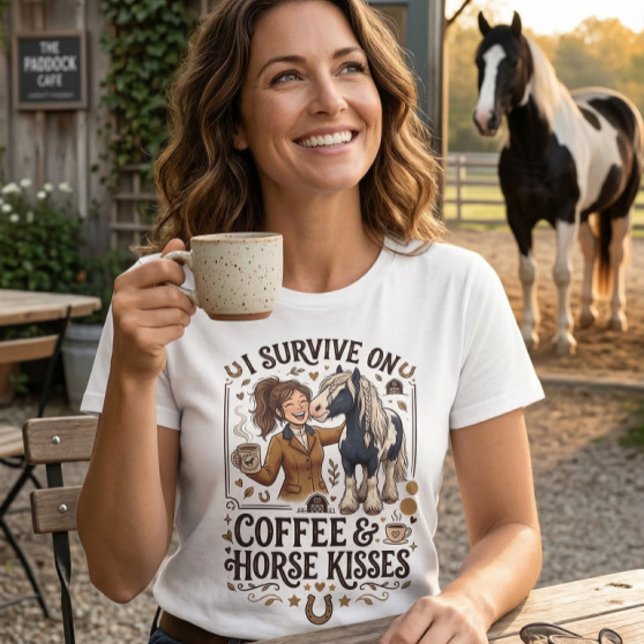 T-shirt Vintage Coffee Horse Kisses Graphic (Créateur téléchargé)