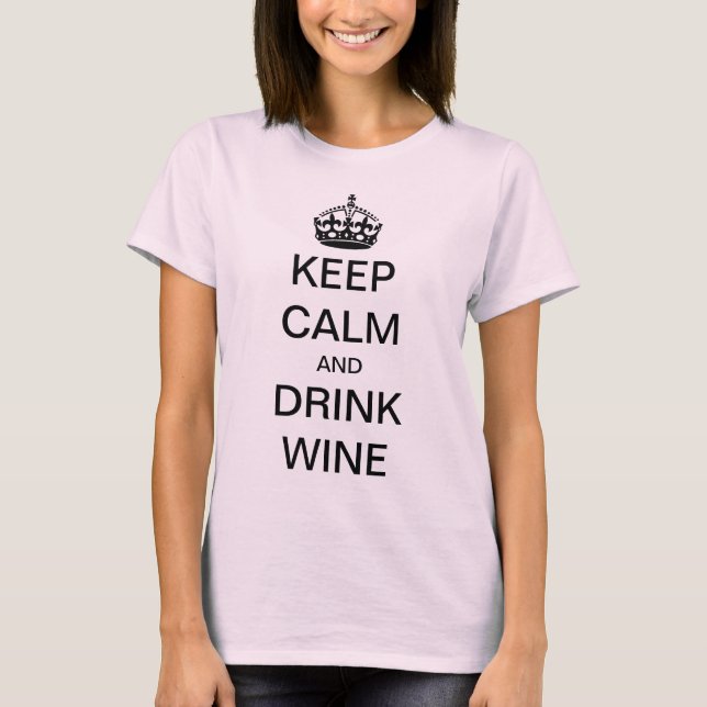 T-shirt Vintage Conserver le calme et boire du vin (Devant)