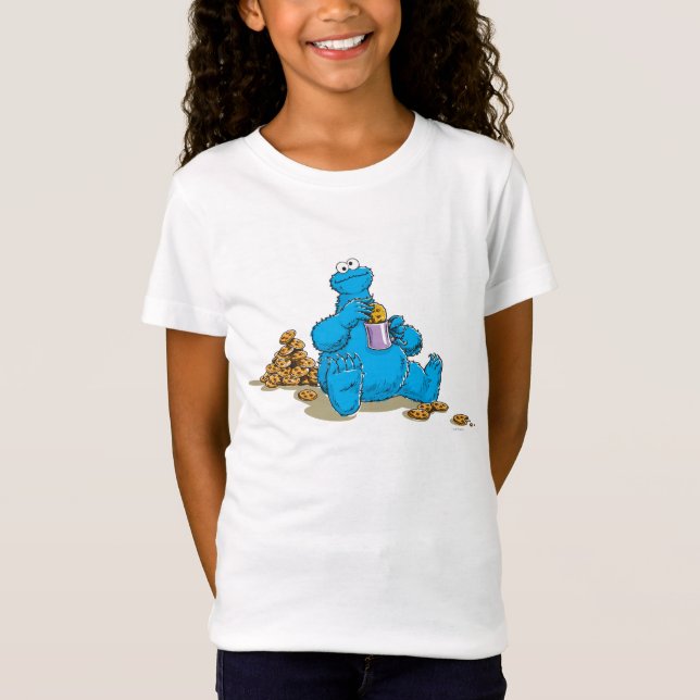 T-Shirt Vintage Cookie Monster Manger Cookies (Devant)