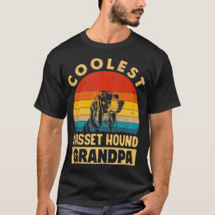 T-shirt Vintage Coolest Basset Hound Grand-père Dons Drôle
