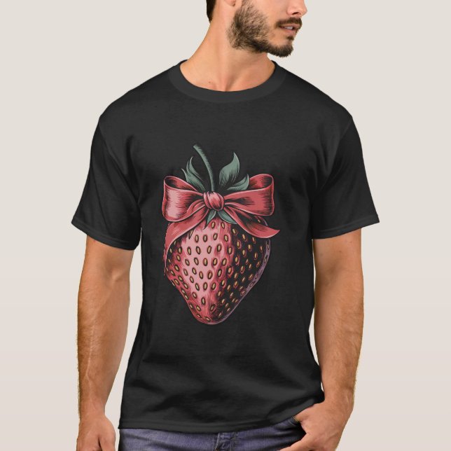 T-shirt Vintage Coquette Bow Fraise Cool Fraises (Devant)
