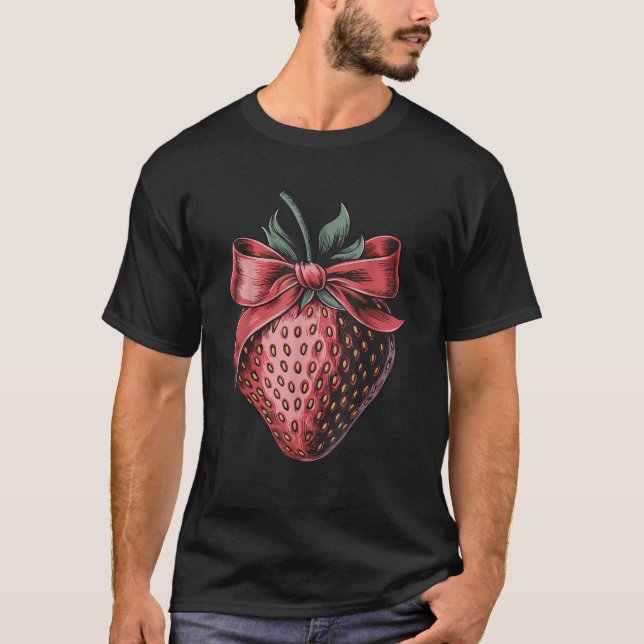 T-shirt Vintage Coquette Bow Fraise Cool Fraises (Devant)