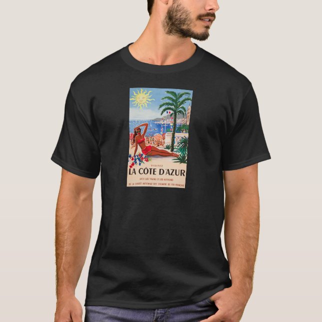T-shirt Vintage Côte d'Azur Beach Girl (Devant)