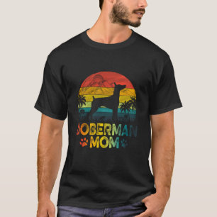 T-shirt Vintage coucher de soleil Doberman Chien Maman Fêt