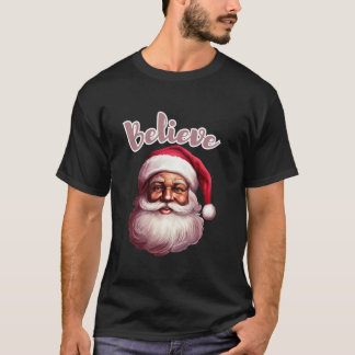T-shirt Vintage Croire Afro-Américain Père Noël Black Chri