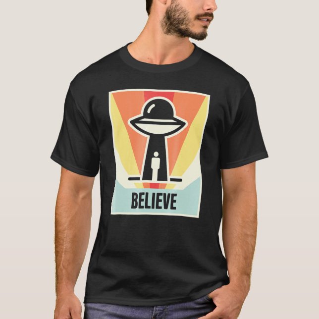 T-shirt Vintage Croire Alien Ufo (Devant)
