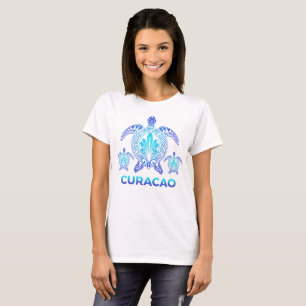 T-shirt Vintage Curaçao Océan Blue Sea Turtle Souvenirs