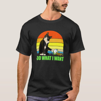 T-shirt Vintage Cute Chat Je Fais Ce Que Je Veux Café Coup