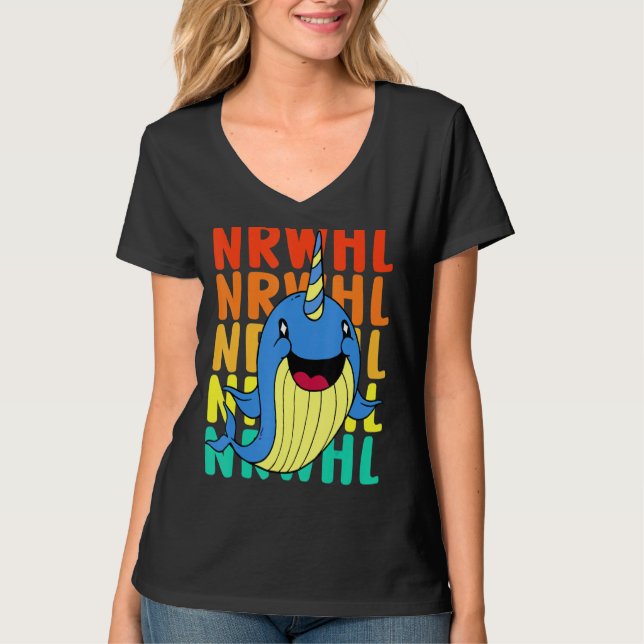 T-shirt Vintage Cute Narwhal (Devant)