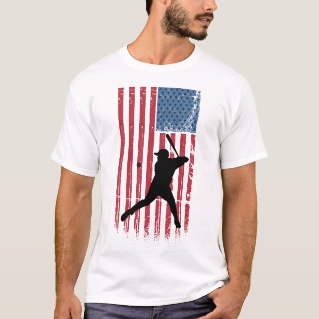T-shirt vintage de baseball patriotique (Devant)