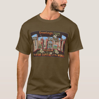 T-shirt vintage de carte postale de Detroit