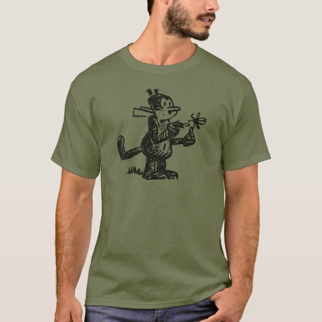 T-Shirt vintage de chat cartonné (Devant)