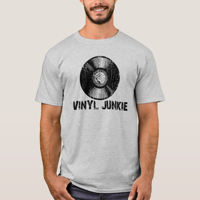 T-shirt vintage de drogué de vinyle (Devant)