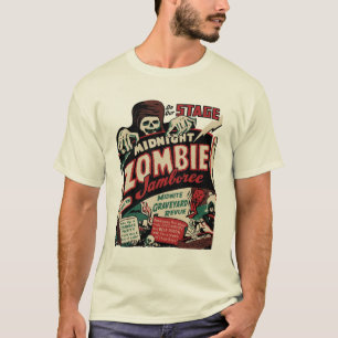 T-shirt vintage "de fête de minuit de zombi"