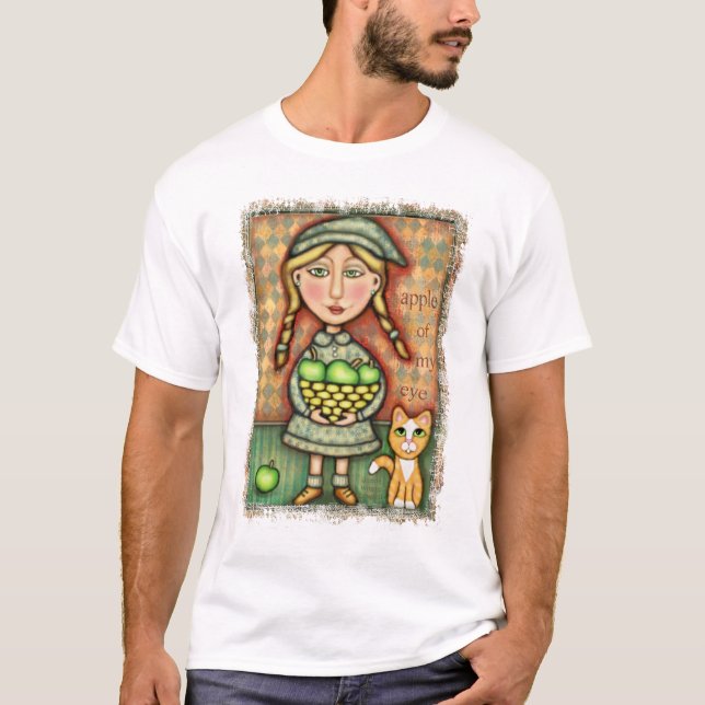 T-shirt vintage de fille et de chat (Devant)