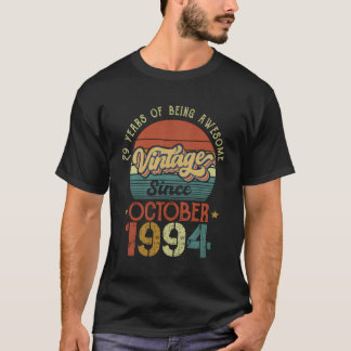T-shirt Vintage Depuis Octobre 1994 Retro 29E Anniversaire