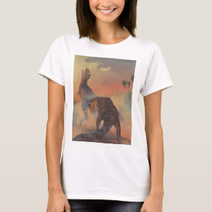 T-shirt Vintage Dinosaurs, Carnotaurus Roaring in Jungle