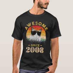 T-shirt Vintage Distressé Awesome Depuis 2008 14 Ans