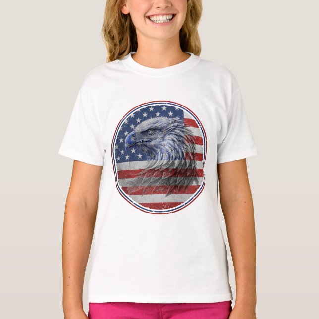 T-shirt Vintage Distressed American Flag Eagle  (Devant)