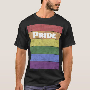 T-shirt Vintage drapeau LGBT texte blanc affligé Pride