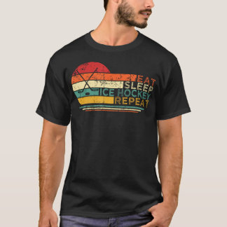 T-shirt Vintage Eat Sleep Ice Hockey Repeat Hockey Game Pl