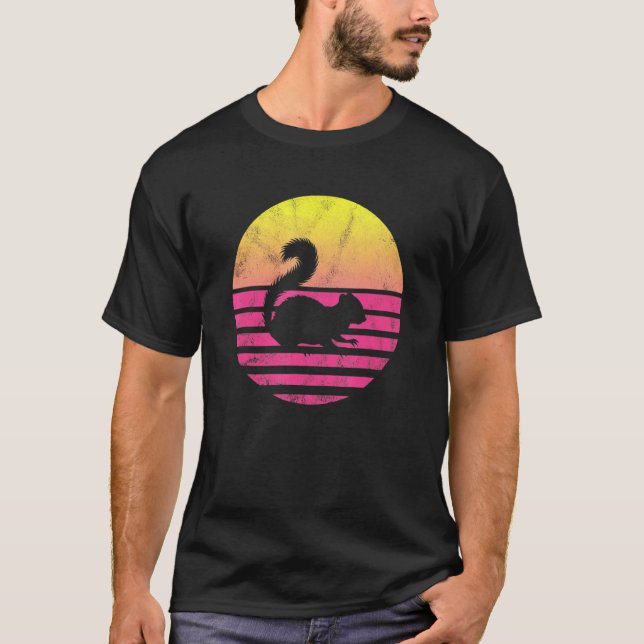 T-shirt Vintage écureuil rétro Sunset Chipmunk (Devant)