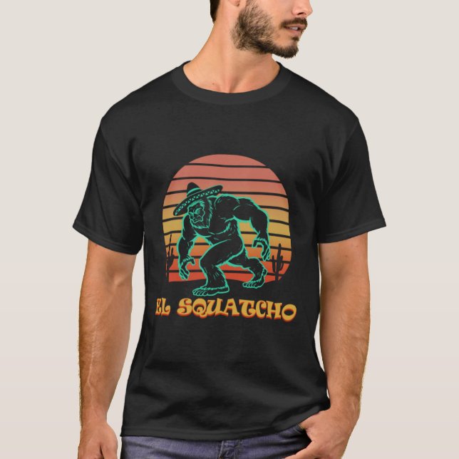 T-shirt Vintage El Squatcho Bigfoot Sasquatch Mexicano (Devant)