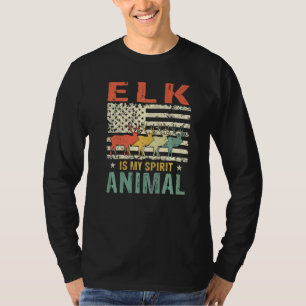 T-shirt Vintage Elk Spirit Animal Retro Us drapeau américa