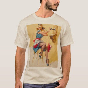 T-shirt Vintage Elvgren Téléphone Pin-up Girl Retro