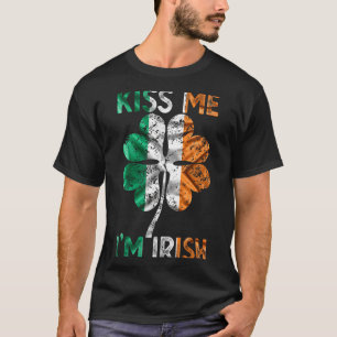 T-shirt Vintage Embrasse-Moi Je Suis Irlandais Drapeau D'I