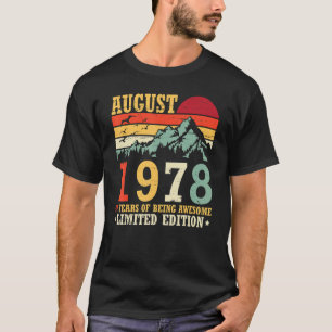 T-shirt Vintage En Août 1978 44 Ans D'Être Awesome L