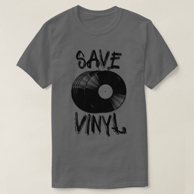 T-shirt Vintage Enregistrer les disques de vinyle (Design devant)