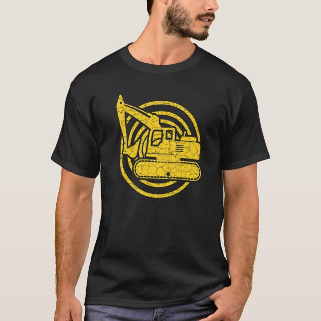 T-shirt Vintage Excavator  Construction vehicles (Devant)