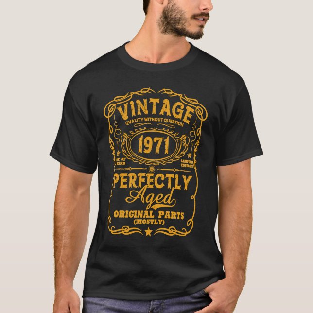 T-shirt Vintage Fabriqué En 1971 51e Anniversaire (Devant)
