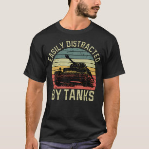 T-shirt Vintage Facilement Distrait Par Les Chars Militair