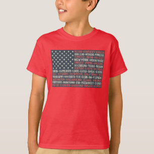 T-shirt Vintage Faded American Flag State Noms Mots Art