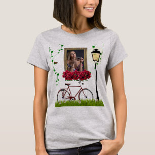 T-shirt Vintage Fairytale Vélo Roses cadre photo fille