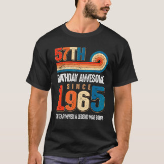 T-shirt Vintage Fait En 1965 57ème Anniversaire La Légende