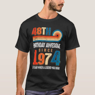 T-shirt Vintage Fait En 1974 48ème Anniversaire La Légende