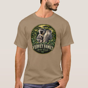 T-Shirt Vintage Famille de Singes Vervet Faune