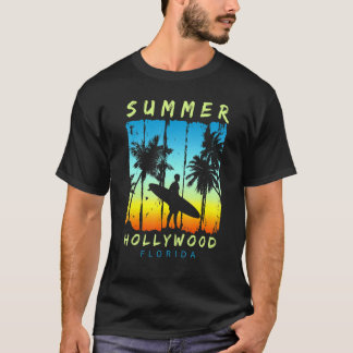 T-shirt Vintage Famille Vacances Floride Hollywood Sunset 