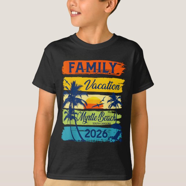 T-shirt Vintage Family Vacation Myrtle-beach 2026 Matching (Devant)