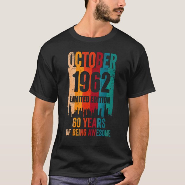 T-shirt Vintage fantastique 60e anniversaire Rétro Octobre (Devant)