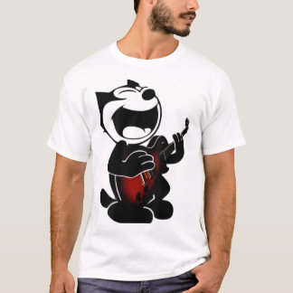 T-shirt Vintage Felix Cartoon Jouer Guitare Musique Musiqu