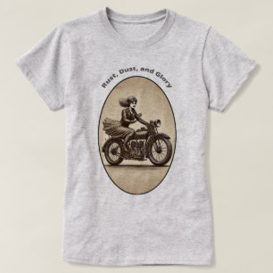 T-shirt Vintage femme motocycliste motocycliste porter des